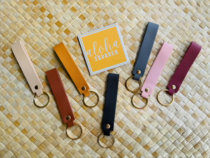 Custom 2.25" Round Photo Keychain - Faux Leather Wristlet